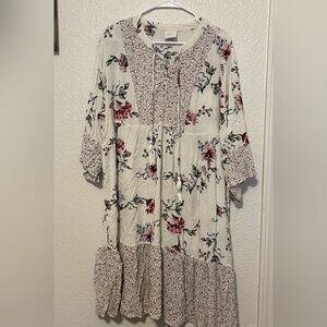 Knox Rose boho cream floral flowy dress